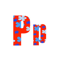 Colorful flowers letter P logo design template. Stylish vector icon