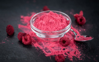 Raspberry powder, selective focus