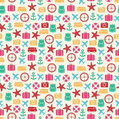 Cute colorful summer seamless pattern on sand backdrop