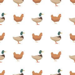 Ducks and chickens seamless pattern