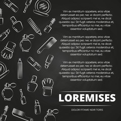 Chalkboard poster or background with line cosmetics