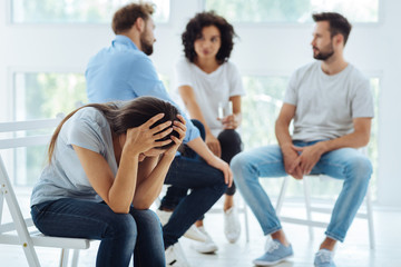 Beautiful depressed woman feeling desperate