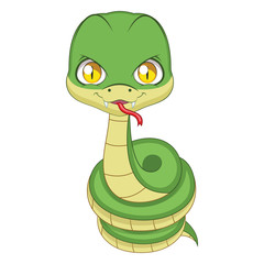 Cute stylized cartoon snake illustration ( for fun educational purposes, illustrations etc. )