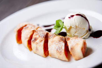 strudel with ice cream