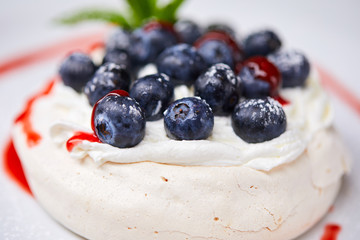 meringue dessert with fresh berries