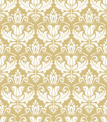 Fototapeta premium Oriental classic golden and white pattern. Seamless abstract background with repeating elements. Orient background