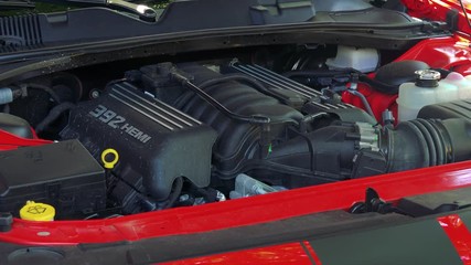 Closeup of engine American Car 