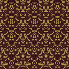 Seamless brown and golden background for your designs. Modern ornament. Geometric abstract pattern