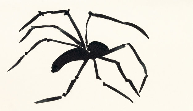 one spider hand painted on cream colored paper