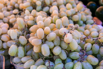 Green-yellow grapes for sale at city farmers market