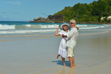 couple hugging  on  tropical beach