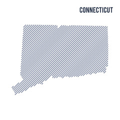 Vector abstract hatched map of State of Connecticut with oblique lines isolated on a white background.
