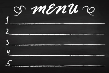 Menu. Chalk board. List. The choice. A restaurant. Realistic. For your design.