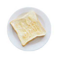 square toast with sweetened condensed milk on top isolated white background with clipping path