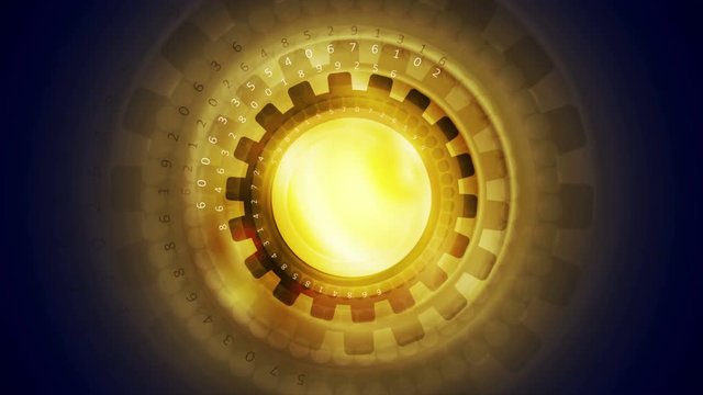 Tech orange futuristic gears motion graphic design. Video animation Ultra HD 4K 3840x2160