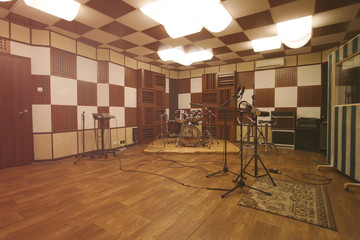 Rehearsal room - interior of recording studio with professional equipment