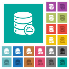 Cloud database square flat multi colored icons