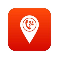 Map pointer with phone handset icon digital red