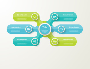 Vector infographic template for diagram, graph, presentation and chart. Business concept with 6 options, parts, steps or processes