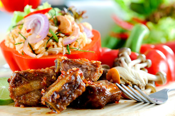 Fried rice with chili paste.