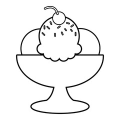 Ice cream icon, outline line style