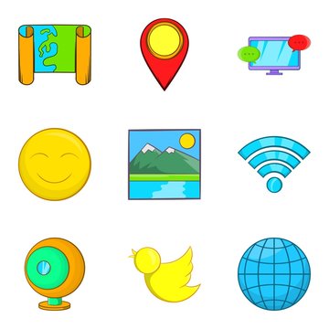 Picture icons set, cartoon style