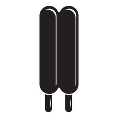 Two sticks ice cream icon, simple black style