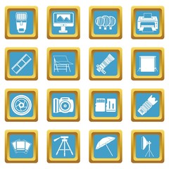 Photo studio icons azure