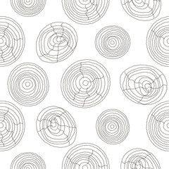 Seamless cork wood white pattern. Wooden light texture vector background circles.