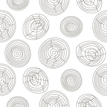 Seamless Cork Wood White Pattern. Wooden Light Texture Vector Background Circles.