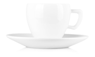 Small white coffee cup isolated on white