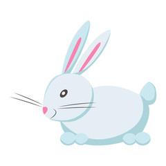 Cute Hare or Rabbit Cartoon Flat Vector Sticker