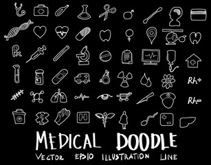 Hand drawn medicine icon set on chalkboard eps10