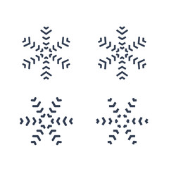 Snowflakes signs set. Black Snowflake icons isolated on white background. Snow flake silhouettes. Symbol of snow, holiday, cold weather, frost. Winter design element Vector illustration