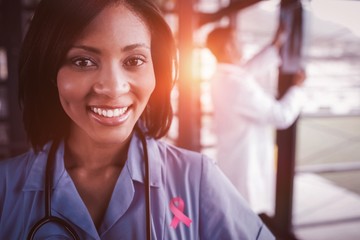 Composite image of breast cancer awareness ribbon