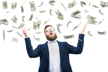 Businessman with dollar banknotes