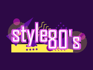 Memphis style banner. Design greeting card in the style of 80s. Geometric elements retro. Vector illustration