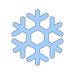 Fototapeta premium Snowflake sign. Blue Snowflake icon isolated on white background. Snow flake silhouette. Symbol of snow, holiday, cold weather, frost. Winter design element Vector illustration