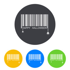 Icono plano Codigo de barras HAPPY HALLOWEEN y arañas en circulo varios colores