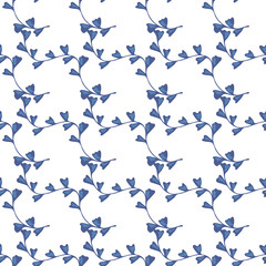 Vector seamless pattern of blue branches with flower buds