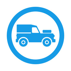 Icono plano Land Rover en circulo color azul