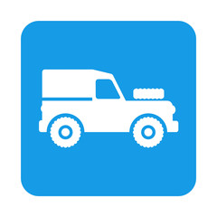 Icono plano Land Rover en cuadrado azul