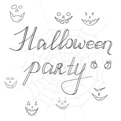 Hand Drawn Halloween Set. Lettering. Halloween party.