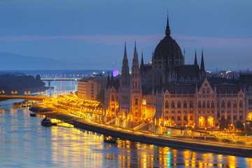 Morning view of city centre of Budapest over the river Danube, Hungary.
