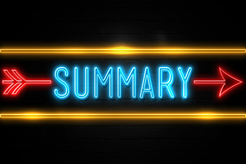 Fototapeta premium Summary - fluorescent Neon Sign on brickwall Front view