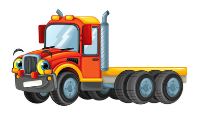 cartoon happy cargo truck without trailer looking and smiling - illustration for children