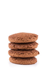 Fototapeta na wymiar Stack of oatmeal cookies isolated on white background