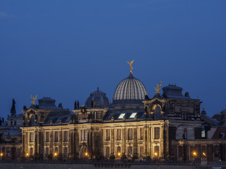 Festung Dresden mit Brühlsche Terrasse, Nachtaufnahme, Dresden, Sachsen, Deutschland