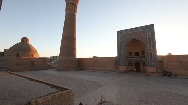 Monumental gates of the Poi Kalon Mosque and Minaret in Bukhara, Uzbekistan