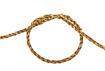 Natural rope in the shape of a loop on a white background